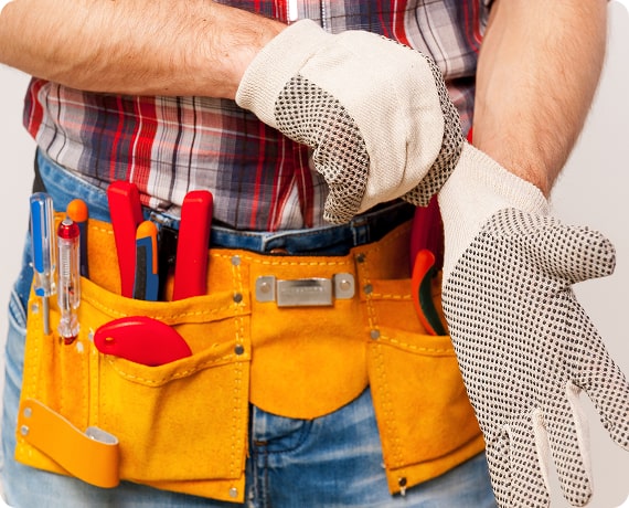 Home repair specialist with tool belt